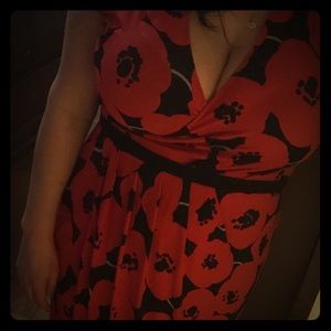 NY&C red and black faux wrap dress